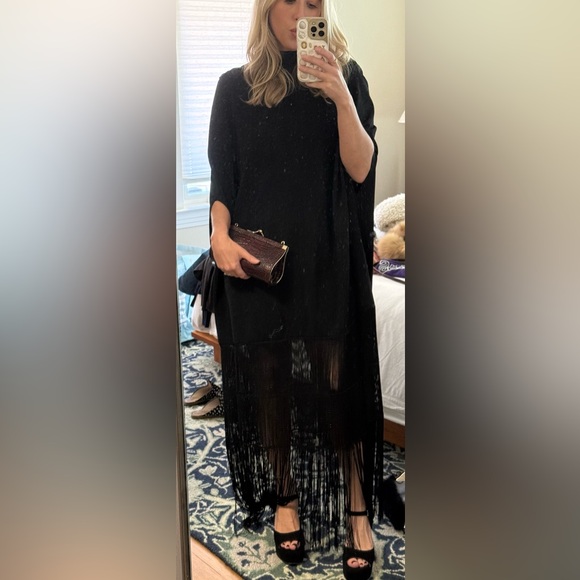 KHAITE Olson Fringe Black Maxi Dress - Picture 3 of 8